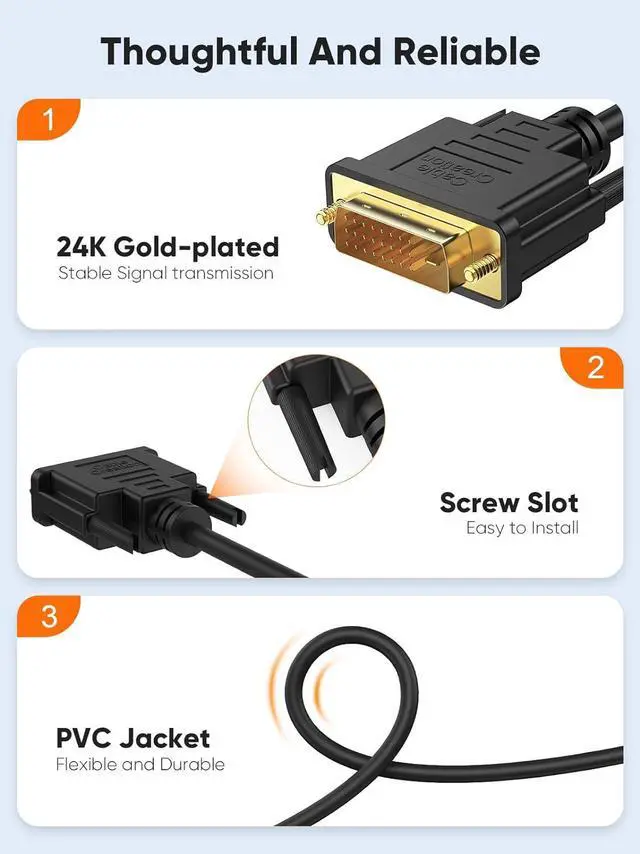 Alt view image 4 of 7 - DVI to HDMI Cable 5ft HDMI Male to DVI-D Male Bi-Directional Adapter Cable HDMI to DVI-D 24+1 High Speed Cable Support 1080P HD for Raspberry Pi Roku Xbox One PS5 Blue-ray