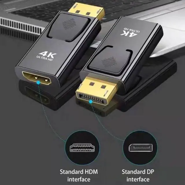 Alt view image 3 of 6 - 2Pcs DisplayPort to HDMI-Compatible Adapter Converter 4K Display Port Male DP to HDMI Female HD TV Cable Adapter Video Audio for PC TV Projector