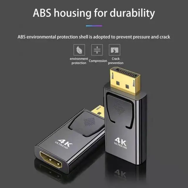 Alt view image 5 of 6 - 2Pcs DisplayPort to HDMI-Compatible Adapter Converter 4K Display Port Male DP to HDMI Female HD TV Cable Adapter Video Audio for PC TV Projector