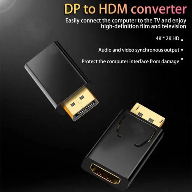 Alt view image 4 of 6 - 2Pcs DisplayPort to HDMI-Compatible Adapter Converter 4K Display Port Male DP to HDMI Female HD TV Cable Adapter Video Audio for PC TV Projector