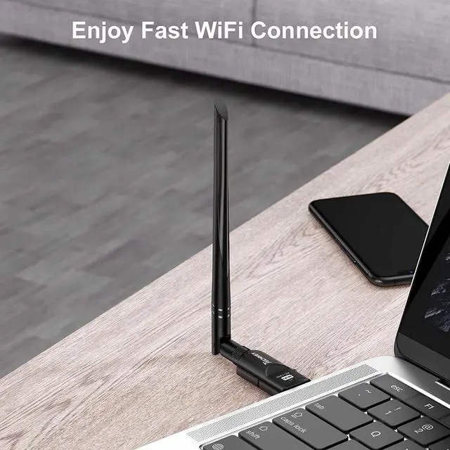 Alt view image 6 of 7 - USB WiFi Adapter 1200Mbps Techkey USB 3.0 WiFi Dongle 802.11 ac Wireless Network Adapter with Dual Band 2.42GHz/300Mbps 5.8GHz/866Mbps 5dBi High Gain Antenna for Desktop Windows XP/Vista / 7-10