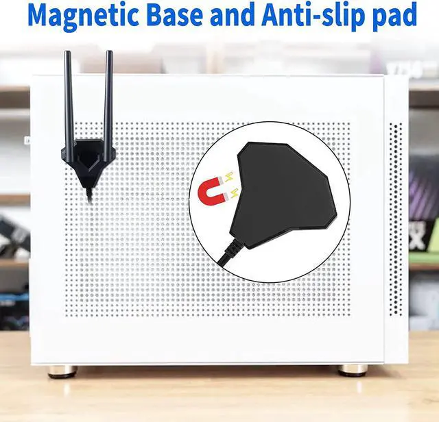 Alt view image 5 of 7 - Dual Band WiFi 2.4GHz 5GHz 5.8GHz RP-SMA Male WiFi Antenna with Magnetic Base for PC Desktop Computer PCI-E WiFi Network Card USB WiFi Adapter Bluetooth Card Wireless Router, Eifagur