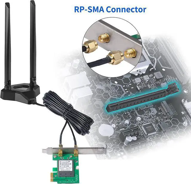 Alt view image 6 of 7 - Dual Band WiFi 2.4GHz 5GHz 5.8GHz RP-SMA Male WiFi Antenna with Magnetic Base for PC Desktop Computer PCI-E WiFi Network Card USB WiFi Adapter Bluetooth Card Wireless Router, Eifagur