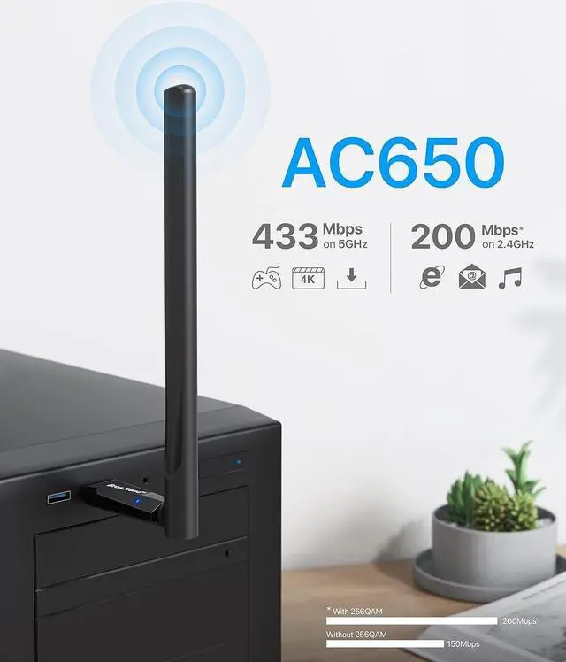 Alt view image 4 of 6 - BrosTrend 650Mbps Linux WiFi Adapter for Ubuntu, Mint, Kali, Debian, Kubuntu, Lubuntu, Xubuntu, Zorin, PureOS, Raspberry Pi 2+, Windows 11/10/8/7, 5GHz/2.4GHz, Long Range External 5dBi Antenna