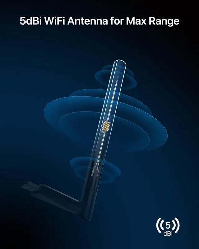 Alt view image 3 of 7 - BrosTrend 650Mbps Linux Compatible WiFi Adapter Supports Kali Linux, Ubuntu, Mint, Debian, Kubuntu, Zorin, PureOS, Raspberry Pi 2+, Windows, Dual Band USB Wireless Adapter w/ Long Range WiFi Antenna