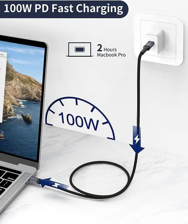 Alt view image 3 of 7 - USB4 Compatible with Thunderbolt 3 Cable (40Gbps/2.6ft), Sniokco USB4 Cable for Thunderbolt 4 Cable, Support 5K@60Hz, 100W/20V/5A Charging, Compatible with External SSD, eGpu, USB-C Docking Station