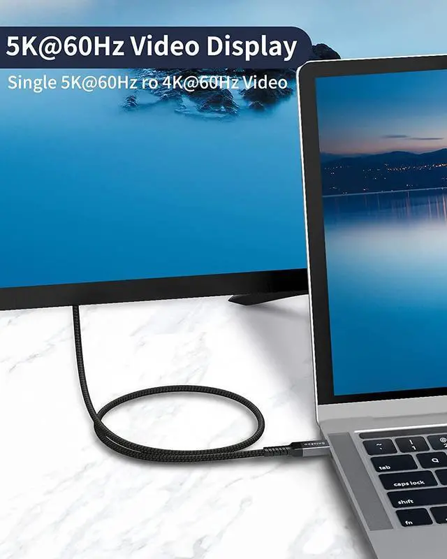Alt view image 4 of 7 - USB4 Compatible with Thunderbolt 3 Cable (40Gbps/2.6ft), Sniokco USB4 Cable for Thunderbolt 4 Cable, Support 5K@60Hz, 100W/20V/5A Charging, Compatible with External SSD, eGpu, USB-C Docking Station