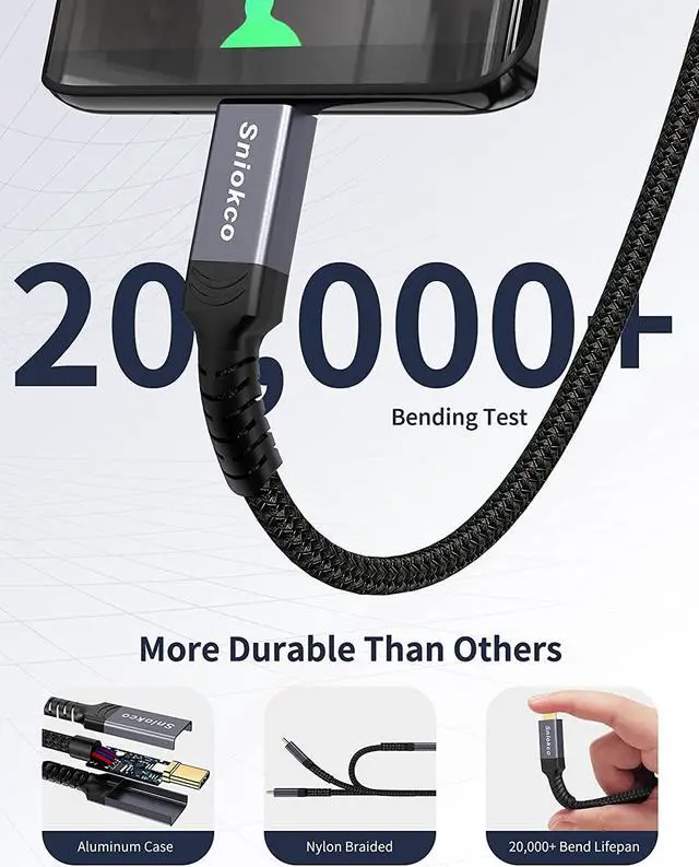 Alt view image 5 of 7 - USB4 Compatible with Thunderbolt 3 Cable (40Gbps/2.6ft), Sniokco USB4 Cable for Thunderbolt 4 Cable, Support 5K@60Hz, 100W/20V/5A Charging, Compatible with External SSD, eGpu, USB-C Docking Station