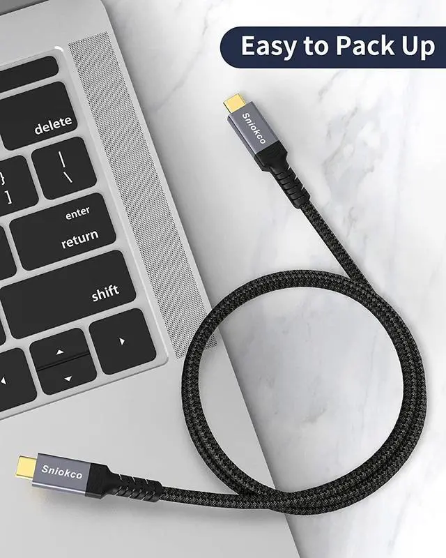 Alt view image 7 of 7 - USB4 Compatible with Thunderbolt 3 Cable (40Gbps/2.6ft), Sniokco USB4 Cable for Thunderbolt 4 Cable, Support 5K@60Hz, 100W/20V/5A Charging, Compatible with External SSD, eGpu, USB-C Docking Station