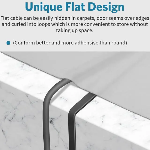 Alt view image 6 of 7 - Cat 8 Ethernet Cable - 10FT High Speed Flat Internet Network Cable - Multiple Size Options (3FT-100FT) - Professional LAN Cable - Gold Plated RJ45 Connector - Shielded for Indoor & Outdoor Use