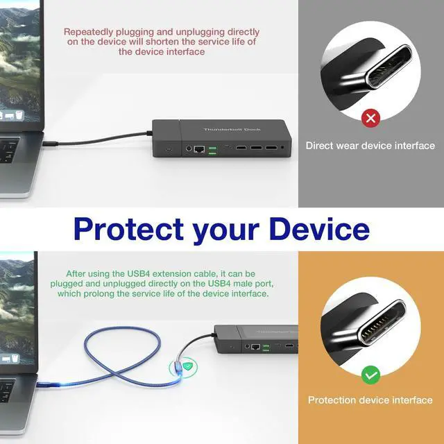 Alt view image 3 of 7 - USB4 Extension Cable 2.62Ft, Thunderbolt 3 & 4 Extension Cable, USB C 4.0 Support PD 100W 20V5A, 40Gbps Transfer, 8K@60Hz, 6K/4K@60Hz Video for Dell/HP/Anker Dock, MacBook, iMac, Dell XPS, Intel NUC