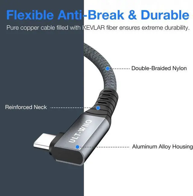 Alt view image 6 of 7 - Right Angle USB4 Cable 2.62FT, 40Gbps Transfer & 100W Charging 90 Degree USB 4.0 Cord, Support 8K/6K@60Hz or Dual 4K Video Cable for Thunderbolt 3/4, iMac, MacBook, External SSD, eGPU, Dell/HP Dock