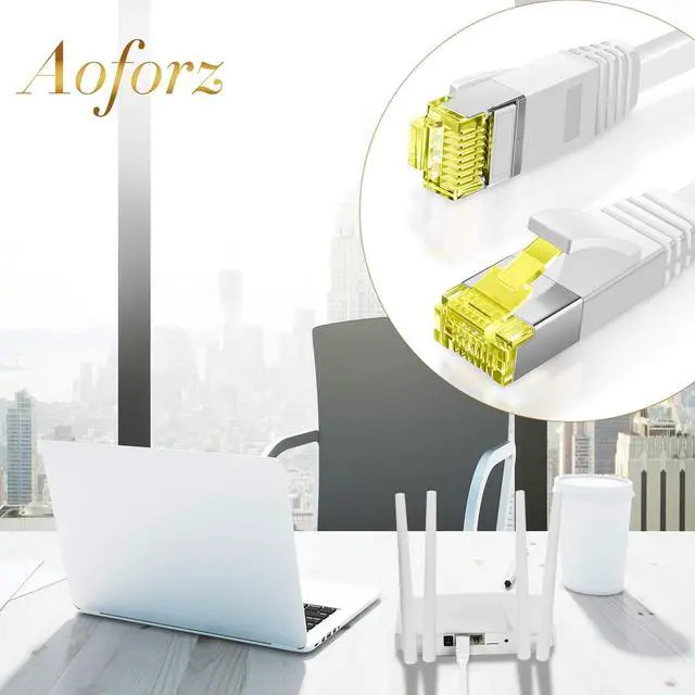 Alt view image 6 of 7 - Cat 6 Ethernet Cable 30 ft,High Speed Flat White Cat 6 Internet Network Patch Cord,Long Ethernet Cable with Snagless Rj45 Connectors and Cable Clips-(30 Feet)