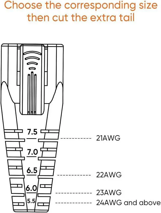 Alt view image 2 of 7 - CableCreation RJ45 Ethernet Network Cable Strain Relief Boot 50-Pack Fits Cat5 Cat5e Cat6 Cat6a, RJ45 Color Coded LAN Cable Connector Boot Cover for Various Diameter LAN Cable, Grey