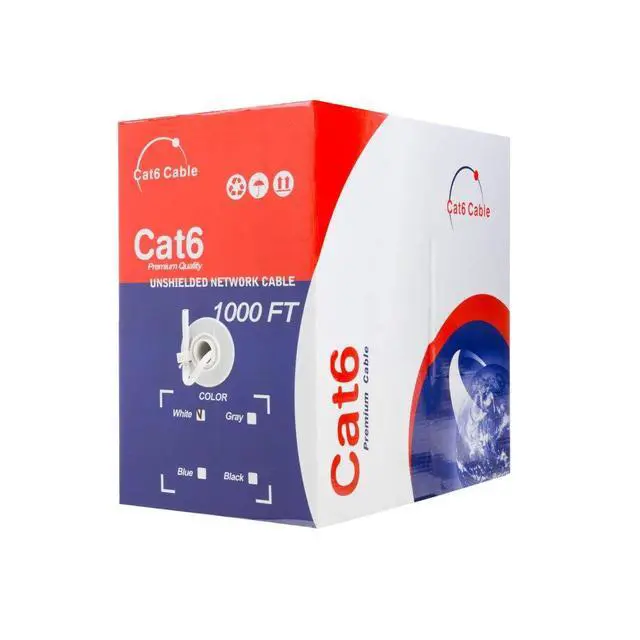 Alt view image 4 of 4 - Satmaximum CAT6 1000ft UTP White Ethernet Solid Cable 550Mhz LAN Cable 23AWG RJ45 Network Wire Bulk (White)