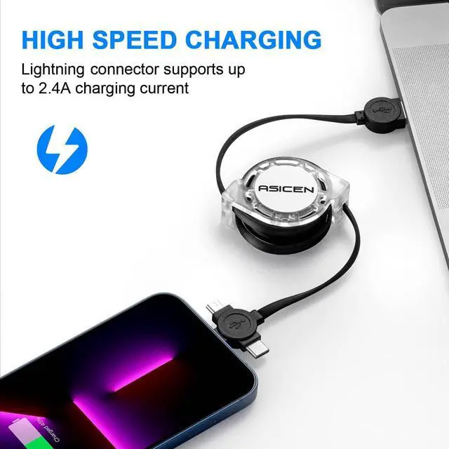 Alt view image 3 of 7 - Multi USB C Cable Fast Charging [4FT/2 Pack] QC 3.0(3A) USB C Splitter Cable 4 in 1 Charger Cord with 4 Type C Ports for iPhone 16/15 Series iPad Air/Pro  Galaxy S25 S24 Pixel PS5