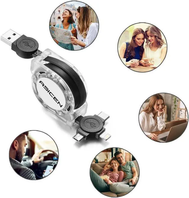 Alt view image 7 of 7 - Multi USB C Cable Fast Charging [4FT/2 Pack] QC 3.0(3A) USB C Splitter Cable 4 in 1 Charger Cord with 4 Type C Ports for iPhone 16/15 Series iPad Air/Pro  Galaxy S25 S24 Pixel PS5