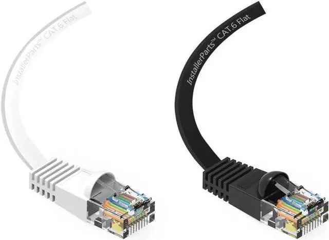 Alt view image 3 of 5 - InstallerParts (10 Pack Ethernet Cable CAT6 Cable Flat 0.5 FT - Black - Professional Series - 10Gigabit/Sec Network/High Speed Internet Cable, 550MHZ