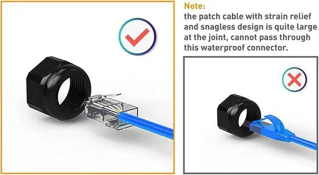 Alt view image 4 of 7 - Waterproof RJ45 Connector 2 Pack IP68 Cat6/Cat5E/Cat5 Coupler Shielded for Outdoor Ethernet LAN Cable Extender Female to Female