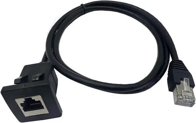 Main image of Qaoquda Cat5e RJ45 Square Flush Mount Cable, RJ45 Male to Female Shielded Ethernet Network Panel Mount Extension Cable for Car, Boat and home wall 1M/3Ft