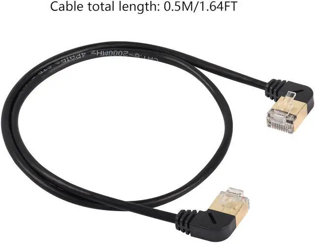 Alt view image 5 of 7 - SinLoon 90 Degree Left to Right Angle Cat8 Ethernet Cable,High Speed 40Gbps 2000Mhz Network Cord,with Gold Plated Plug SFTP Wires CAT8 RJ45 Connector Gaming LAN Cable,for PC 0.5M (Left to Right)