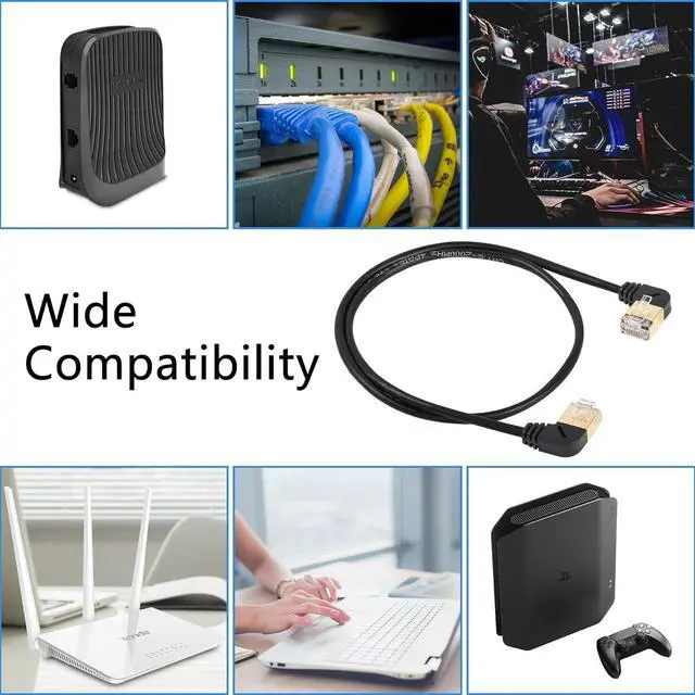 Alt view image 7 of 7 - SinLoon 90 Degree Left to Right Angle Cat8 Ethernet Cable,High Speed 40Gbps 2000Mhz Network Cord,with Gold Plated Plug SFTP Wires CAT8 RJ45 Connector Gaming LAN Cable,for PC 0.5M (Left to Right)