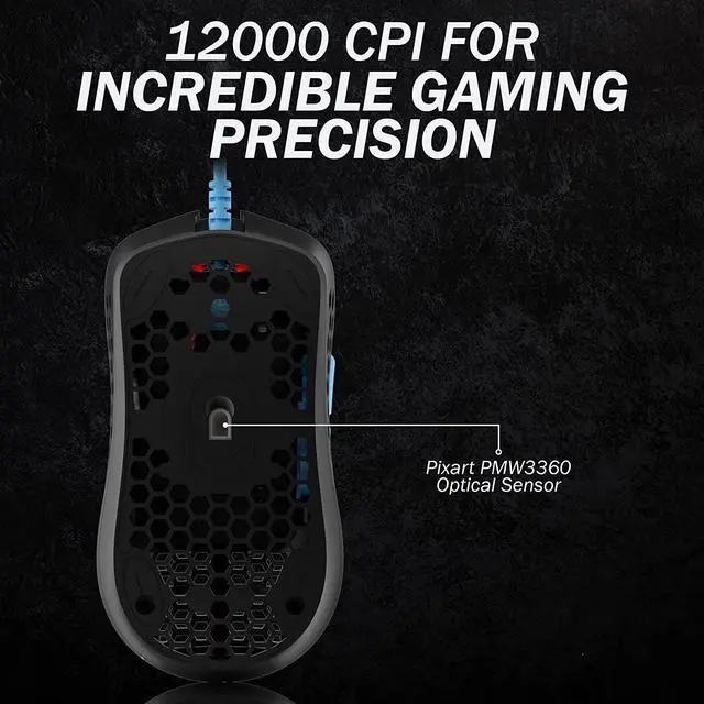 Alt view image 5 of 7 - HK Gaming Mira M Ultra Lightweight RGB Gaming Mouse | Honeycomb Shell | 63 Grams | max 12000 cpi | USB Wired | 6 programmable Buttons | On-Board Memory | Anti Slip Grips | Mira-M Blue Phantom