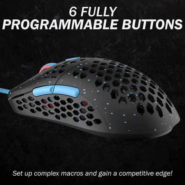 Alt view image 4 of 7 - HK Gaming Mira M Ultra Lightweight RGB Gaming Mouse | Honeycomb Shell | 63 Grams | max 12000 cpi | USB Wired | 6 programmable Buttons | On-Board Memory | Anti Slip Grips | Mira-M Blue Phantom