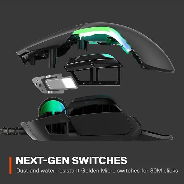 Alt view image 6 of 7 - SteelSeries Rival 5 Gaming Mouse with PrismSync RGB Lighting and 9 Programmable Buttons  FPS, MOBA, MMO, Battle Royale  18,000 CPI TrueMove Air Optical Sensor - Black