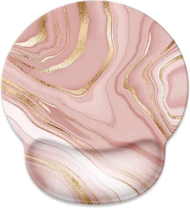 Main image of Mouse Pad with Wrist Rest Support Cute Custom Gaming Made Non Slip Rubber Base Mousepad Ergonomic Mouse Wrist Rest Pad Computer Laptop Mousepad (Pink Rose Gold)