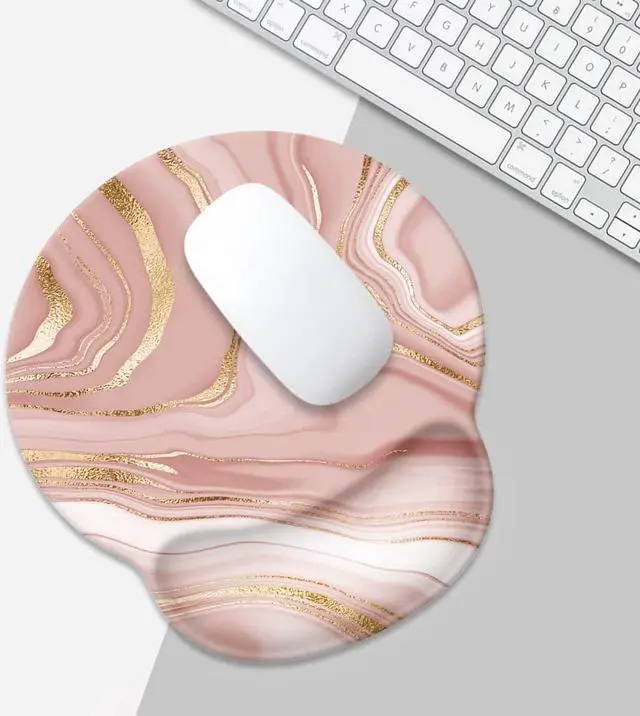 Alt view image 3 of 7 - Mouse Pad with Wrist Rest Support Cute Custom Gaming Made Non Slip Rubber Base Mousepad Ergonomic Mouse Wrist Rest Pad Computer Laptop Mousepad (Pink Rose Gold)