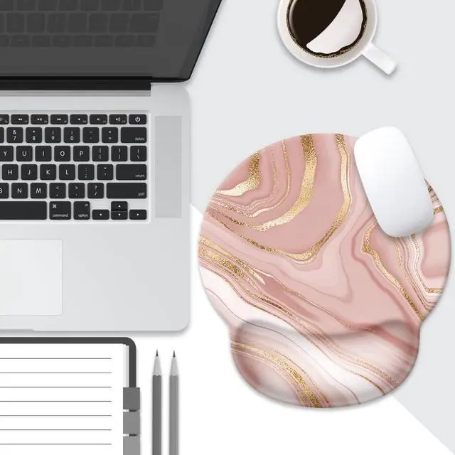 Alt view image 7 of 7 - Mouse Pad with Wrist Rest Support Cute Custom Gaming Made Non Slip Rubber Base Mousepad Ergonomic Mouse Wrist Rest Pad Computer Laptop Mousepad (Pink Rose Gold)