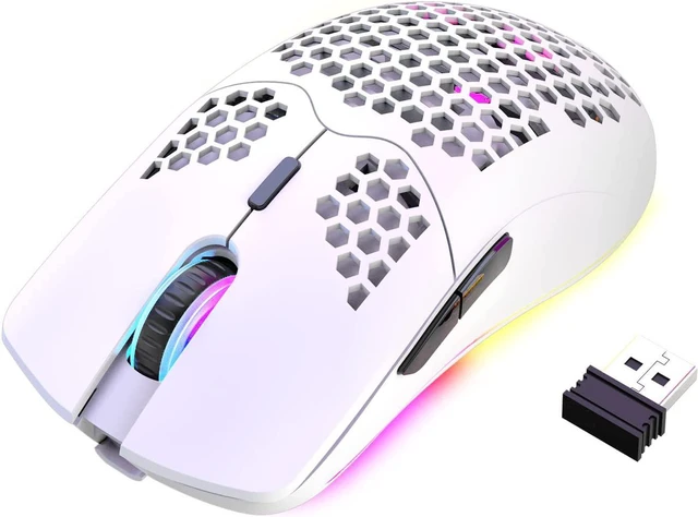 Main image of XINMENG Wireless Gaming Mouse Lightweight Honeycomb Design - White