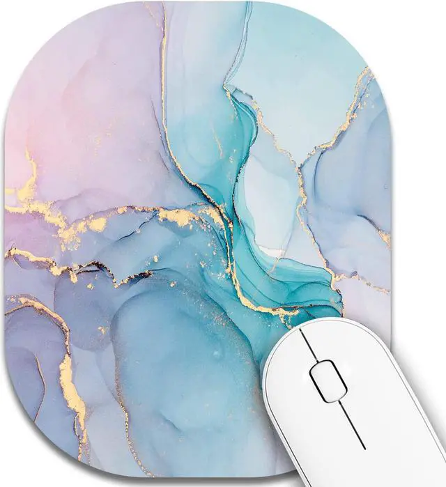 Main image of Small Mouse PadMini Mouse Pad 6 x 7 Inchfor Laptop Keyboard Tray Wireless Mouse Home Office Travelwith Non-Slip Rubber Base Waterproof Mouse MatCyan Blue Marble