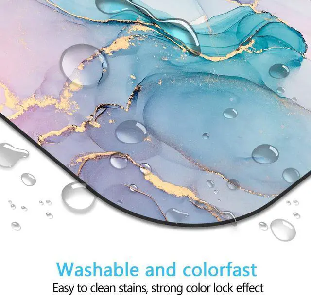 Alt view image 4 of 7 - Small Mouse PadMini Mouse Pad 6 x 7 Inchfor Laptop Keyboard Tray Wireless Mouse Home Office Travelwith Non-Slip Rubber Base Waterproof Mouse MatCyan Blue Marble