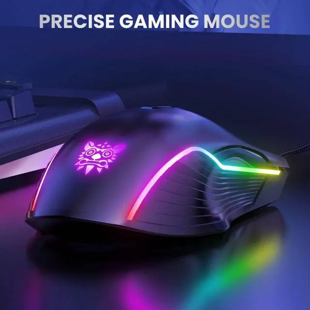 Alt view image 7 of 7 - NEWSTYP Cute RGB 6400 DPI Wired Gaming Mouse Breathing LED Optical USB 7 Buttons Gamer Computer Pink Mice for Laptop PC Desktop (Black)