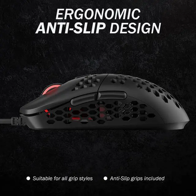 Alt view image 6 of 7 - HK Gaming Mira M Ultra Lightweight RGB Gaming Mouse | Honeycomb Shell | 63 Grams | max 12000 cpi | USB Wired | 6 programmable Buttons | On-Board Memory | Anti Slip Grips | Mira-M Black