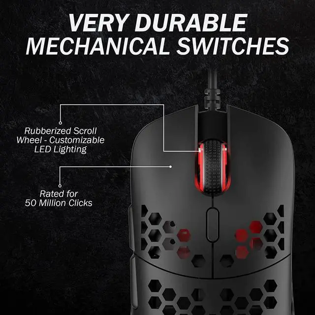 Alt view image 2 of 7 - HK Gaming Mira M Ultra Lightweight RGB Gaming Mouse | Honeycomb Shell | 63 Grams | max 12000 cpi | USB Wired | 6 programmable Buttons | On-Board Memory | Anti Slip Grips | Mira-M Black