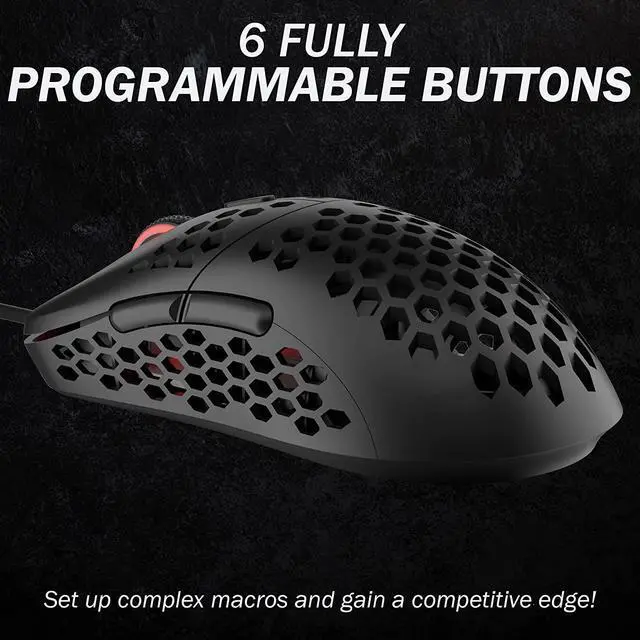 Alt view image 4 of 7 - HK Gaming Mira M Ultra Lightweight RGB Gaming Mouse | Honeycomb Shell | 63 Grams | max 12000 cpi | USB Wired | 6 programmable Buttons | On-Board Memory | Anti Slip Grips | Mira-M Black