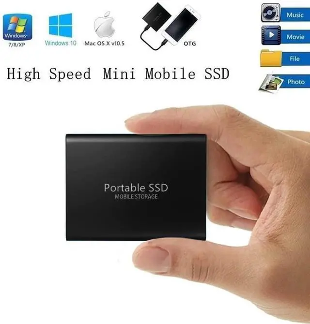 Alt view image 2 of 6 - 7TB Portable SSD External Hard Drive External Solid State Drive Mobile SSD External Drive USB 3.1/USB-C High Speed for Desktop & Laptop Windows PC Mac Linux