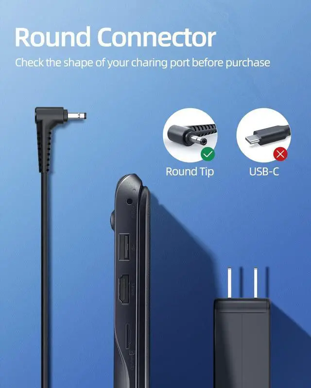 Alt view image 3 of 7 - 45W AC Adapter Charger Fit for Lenovo ADL45WCC PA-1450-55LL ADP-45DW B GX20L23044 Model Ideapad Series Laptop Power Supply Cord