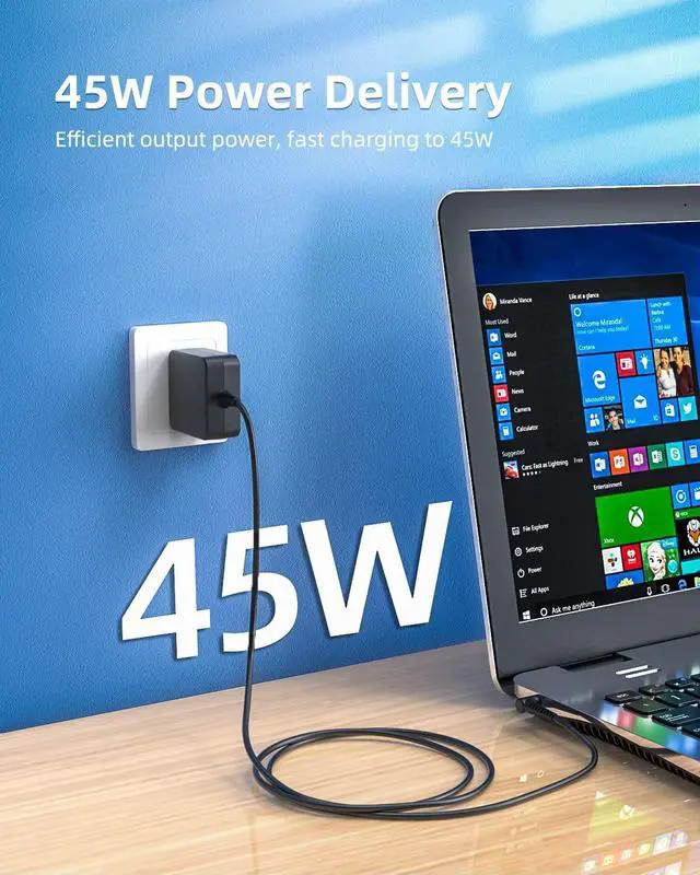 Alt view image 7 of 7 - 45W AC Adapter Charger Fit for Lenovo ADL45WCC PA-1450-55LL ADP-45DW B GX20L23044 Model Ideapad Series Laptop Power Supply Cord