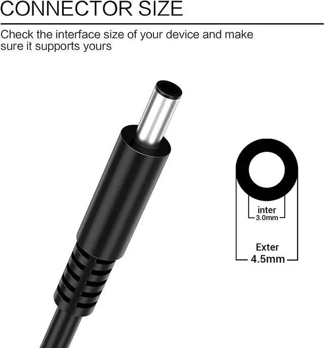 Alt view image 2 of 6 - 65W 45W AC Adapter Laptop Charger Compatible with  Inspiron 13 14 15 16 17 3000 5000 7000 Series Compatible with  Latitude 13 14 15 3000 Series Compatible with Vostro 13 14 15 16 3000 5000