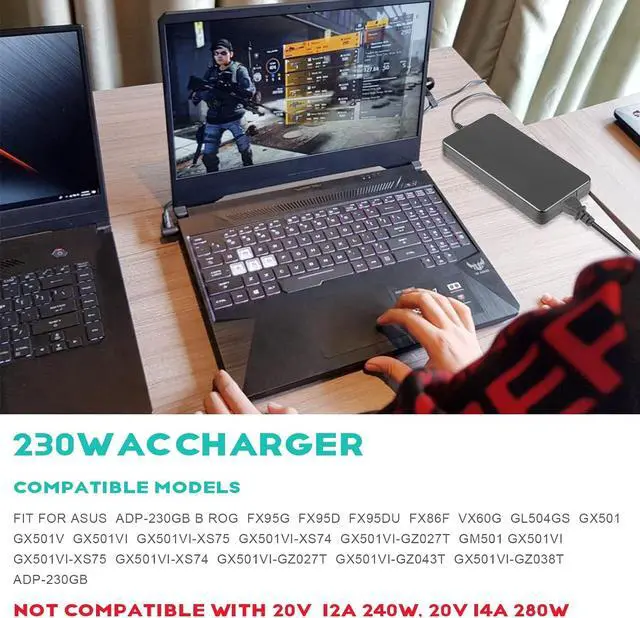 Alt view image 7 of 7 - TREE.NB 19.5 V 11.8A 230W Laptop Charger, Power Supply for Asus ADP-230GB B ROG FX95G FX95D FX95DU FX86F VX60G GL504GS GX501 GX501V GX501VI GX501VI-XS75 GX501VI-XS74 GX501VI-GZ027T Ac Power Adapter