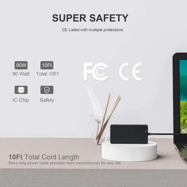 Alt view image 6 of 7 - 90W USB-C AC Adapter Charger Fit for HP Envy x360 15-es0002nj 15-ew0023dx 15-ew0013dx 15-ew1047nr 15-fh0097nr 15-fe0053dx 15-fe0097nr 17-cr1005cl 17-cw0023dx 17-cw0097nr Laptop Power Cord Supply