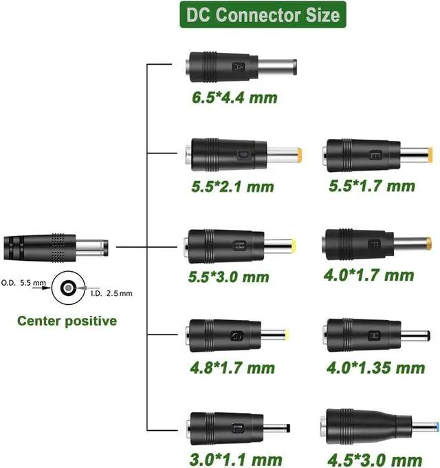 Alt view image 6 of 7 - Gonine Laptop Charger for Gateway, 19V 3.42A Power Supply Cord, 19Vdc 65W 60W 45W AC to DC Power Adapter for 19Volt Gateway Toshiba Acer Laptop, JBL Speaker, Samsung LG LCD Monitor.