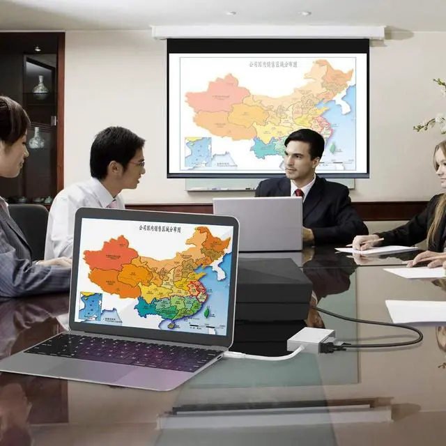 Alt view image 4 of 6 - USB C to HDMI DVI VGA USB3.0 Adapter USB 3.1 Type-C 4in1 Hub to HDMI DVI 4K VGA USB Adaptor Converter (Thunderbolt 3 Compatible) USB-C Adapter for MacBook/MacBook Pro air/Surface pro