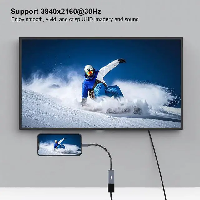 Alt view image 5 of 7 - USB C to HDMI Adapter USB Type-C to HDMI Adapter [Thunderbolt 3 Compatible] with MacBook Pro 2019/2018/2017 MacBook Air/iPad Pro 2019 Samsung Galaxy S10/S9 and More