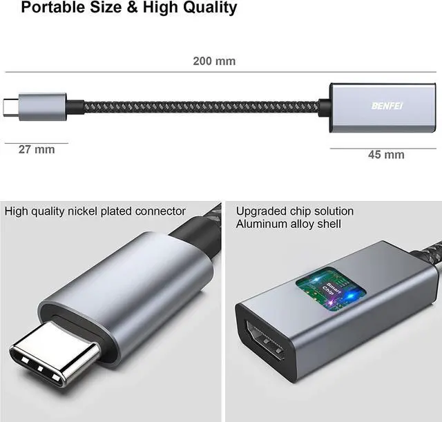 Alt view image 6 of 7 - USB C to HDMI Adapter USB Type-C to HDMI Adapter [Thunderbolt 3 Compatible] with MacBook Pro 2019/2018/2017 MacBook Air/iPad Pro 2019 Samsung Galaxy S10/S9 and More