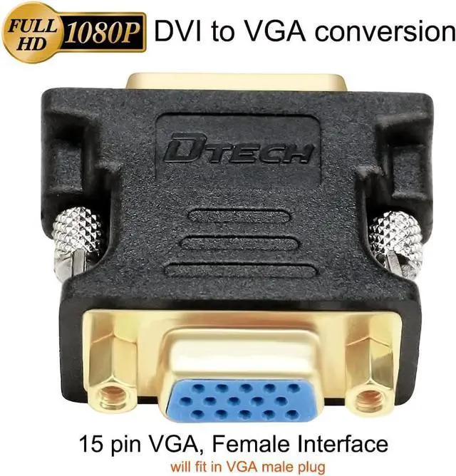 Alt view image 7 of 7 - DTech DVI Male to VGA Female Adapter High Speed DVI-I24+5 Port Converter for HDTV Plasma DVD and Projector